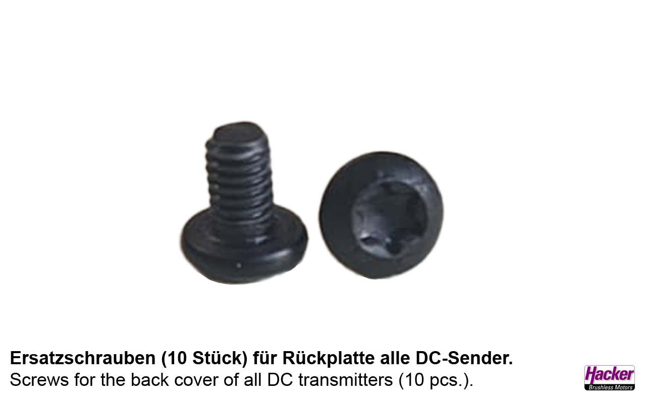 Ersatzschrauben (10 Stück) M2,5X4 TX für Rückplatte alle DC-Sender